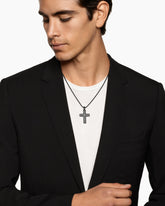 Chevron Cross Pendant in Black Titanium with Diamonds, 36mm